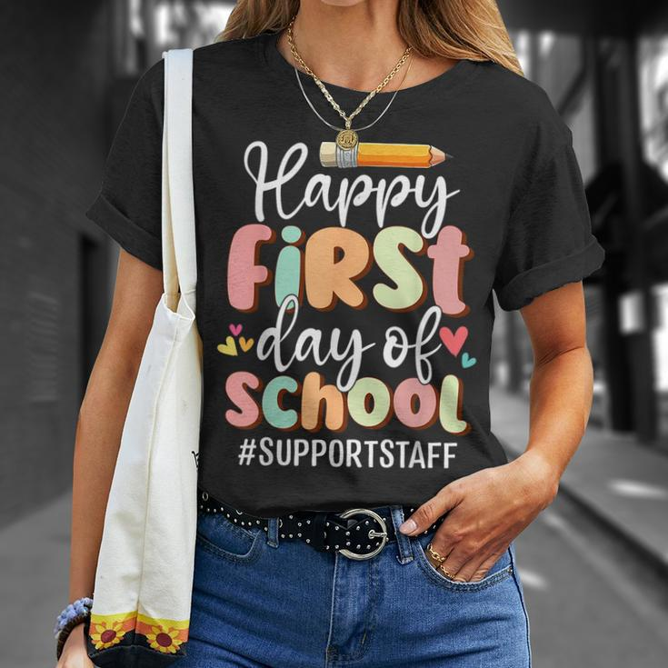 Happy First Day Of School Support Staff Back To School T-Shirt Gifts for Her