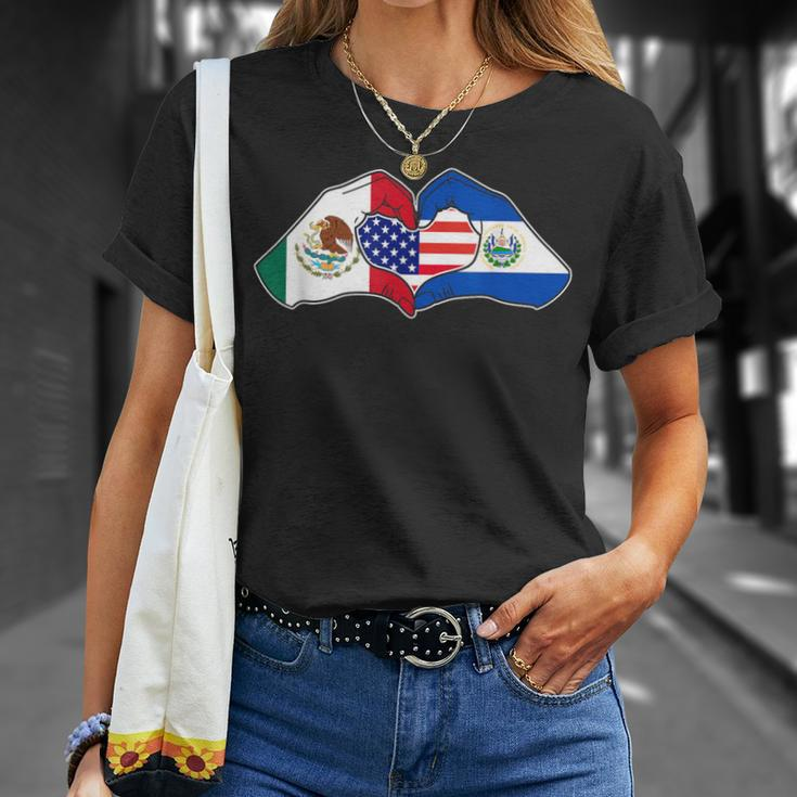 Heart Hands Mexico El Salvador And The Usa T-Shirt Gifts for Her