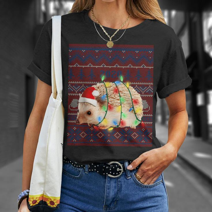 Hedgehog Christmas Lights Ugly Sweater Goat Lover T-Shirt Gifts for Her