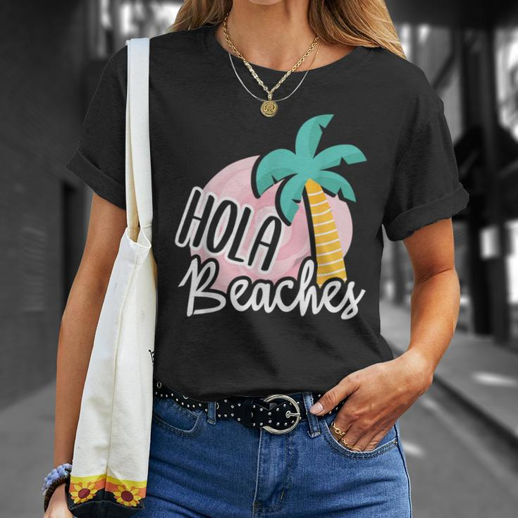 Hola Beaches Palm Tree Beach Summer Vacation T-Shirt Gifts for Her
