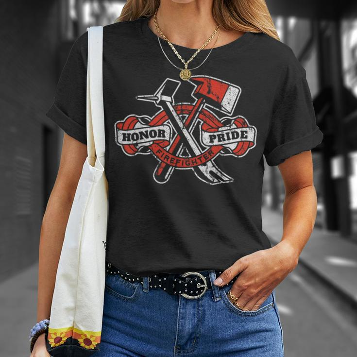 Honor Pride Firefighter Axe Halligan Fireman Fire Rescue Unisex T-Shirt Gifts for Her