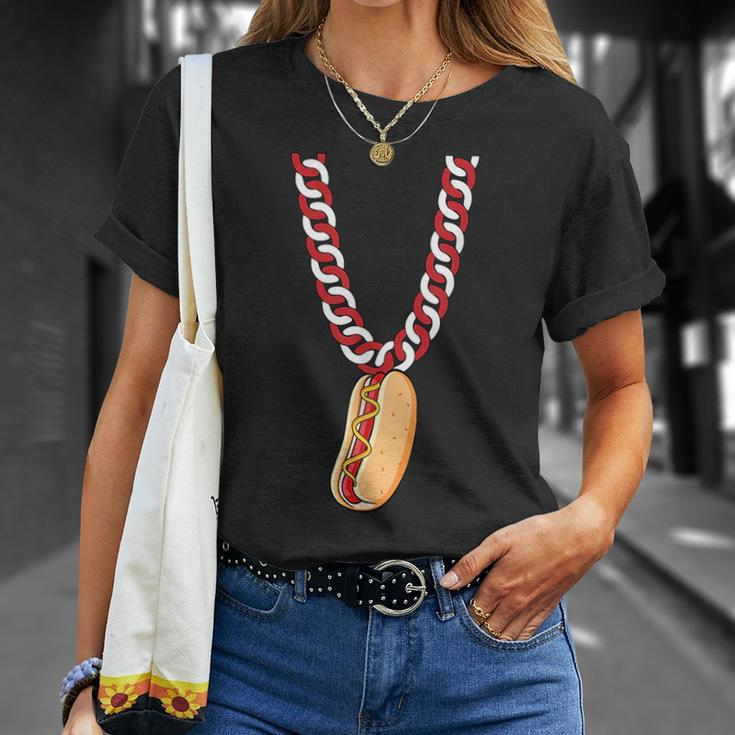 Hot Dog 4Th Of July Funny Necklace Patriotic Food Lover Patriotic Funny Gifts Unisex T-Shirt Gifts for Her