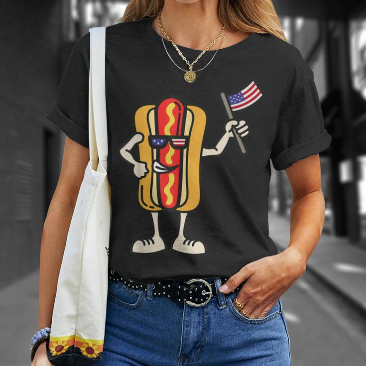 Hot Dog American Flag July 4Th Patriotic Bbq Cookout Funny Unisex T-Shirt Gifts for Her