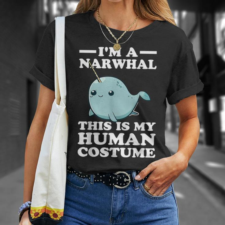 This Is My Human Costume I'm A Narwhal Halloween Toddler T-Shirt Gifts for Her