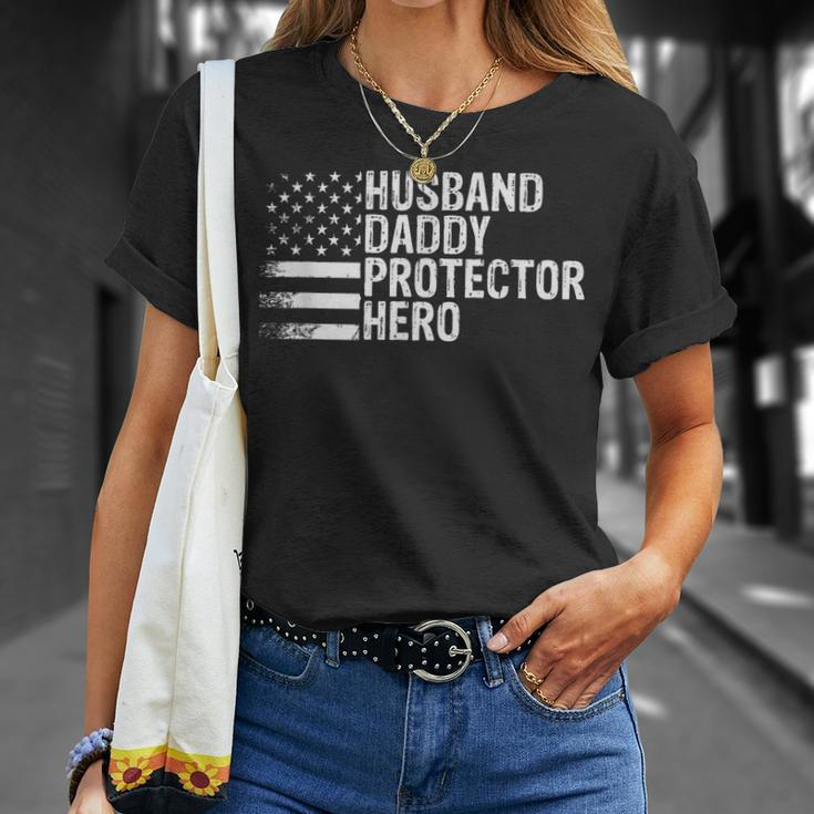 Husband Daddy Protector Hero Fathers Day Gift Unisex T-Shirt Gifts for Her