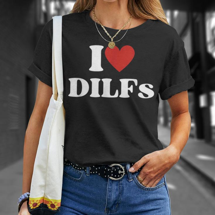I Love Dilfs Red Heart Unisex T-Shirt Gifts for Her