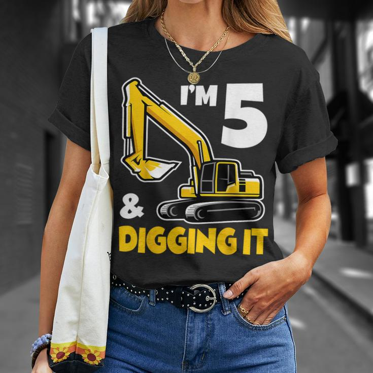 I'm 5 Year Old Excavator Construction 5Th Birthday Boy T-Shirt Gifts for Her