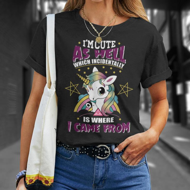 I'm Cute As Hell Majestically Evil Unicorn Unicorns T-Shirt Gifts for Her