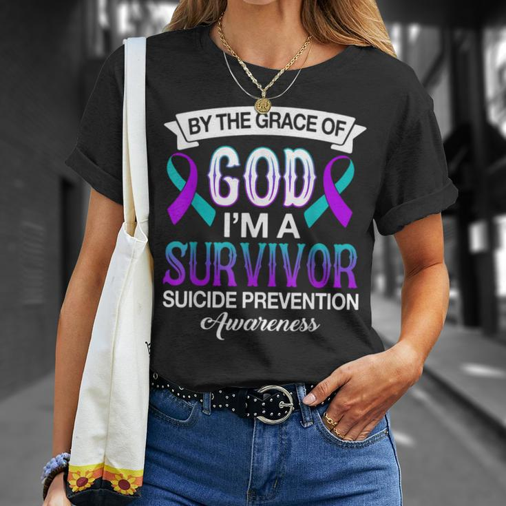 I’M A Survivor Suicide Prevention Teal & Purple Ribbon T-Shirt Gifts for Her
