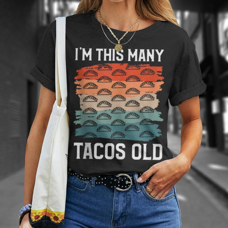 I'm This Many Tacos Old Mexican Food Taco Lover T-Shirt Gifts for Her
