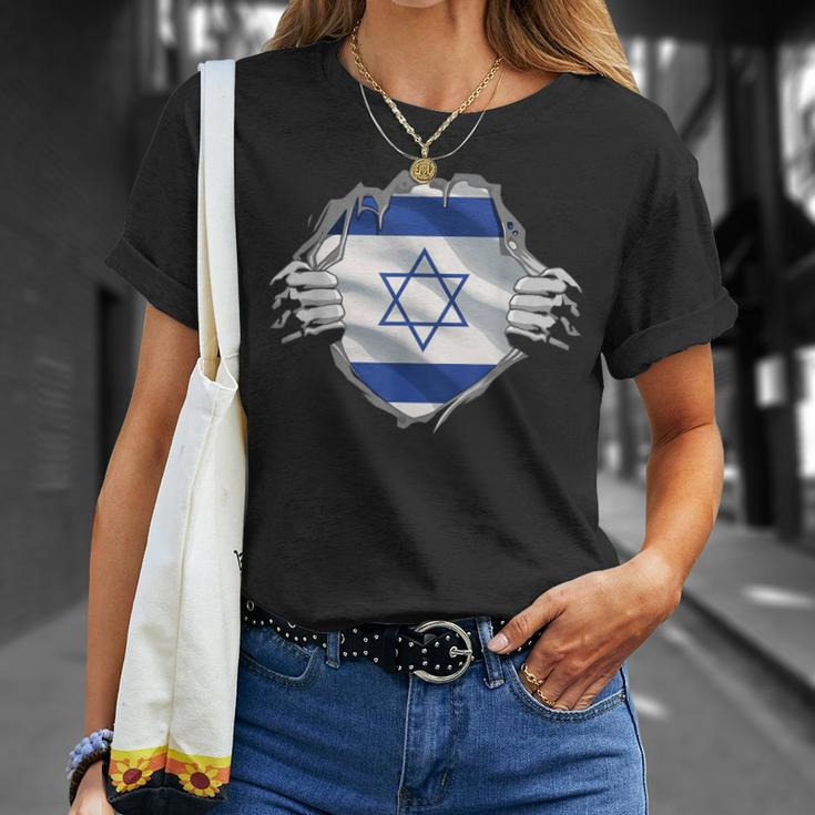 Israel Roots Flag Patriotic Israeli Heritage Patriot Day T-Shirt Gifts for Her