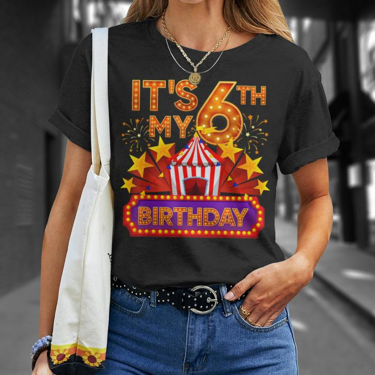 Its My 6Th Birthday Circus Carnival Birthday Party Decor T-Shirt Gifts for Her