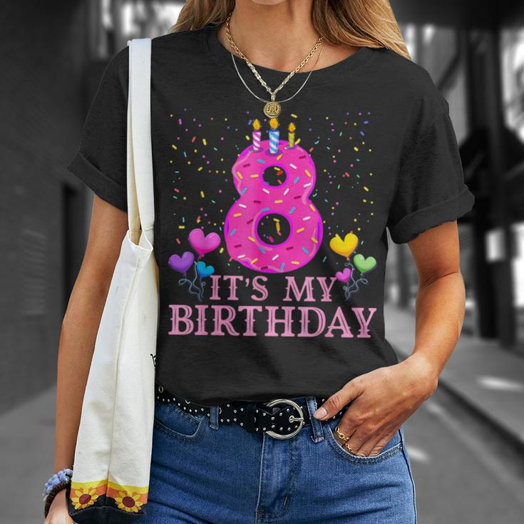 It's My 8Th Birthday Sweet Donut Happy 8 Year Old T-Shirt Gifts for Her