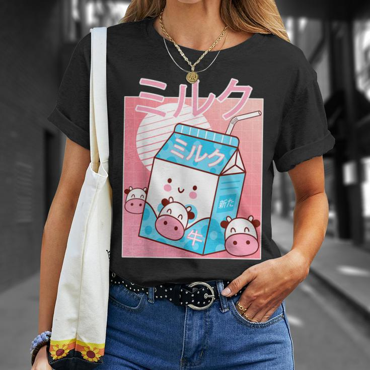 Japanese Kawaii Cow Milk Shake Carton Funny Retro 90S Unisex T-Shirt Gifts for Her