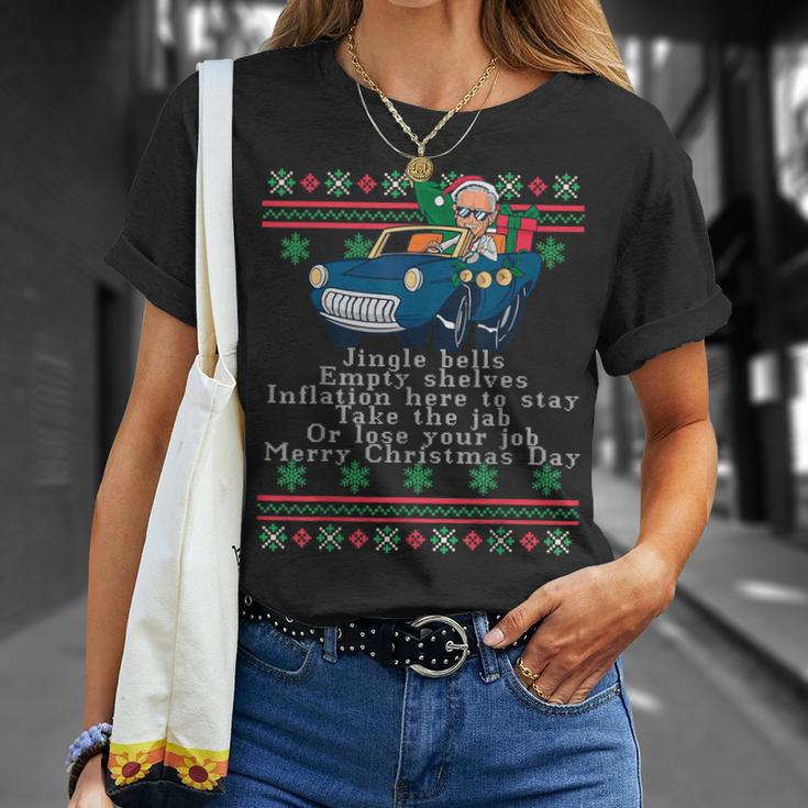 Jingle Joe Biden Santa Trump Ugly Christmas Sweater T-Shirt Gifts for Her