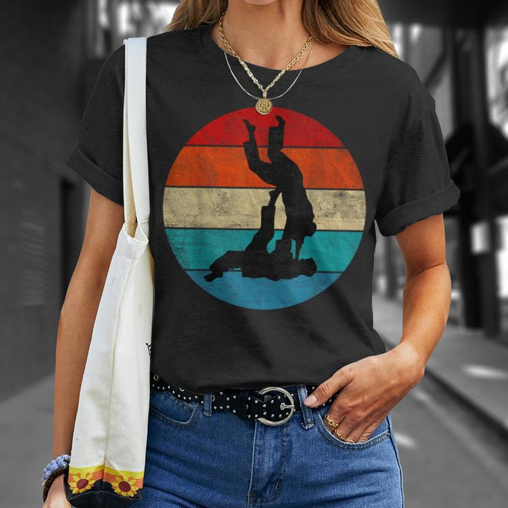 Jiu Jitsu Player Silhouette Vintage Retro Sunset T-Shirt Gifts for Her