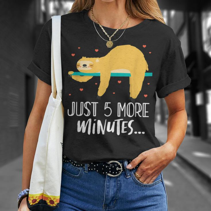 Just 5 More Minutes Tree Sloth Lazy Sleeping Unisex T-Shirt Gifts for Her