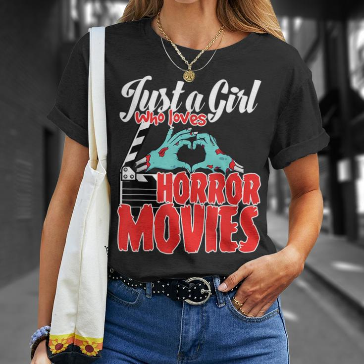 Just A Girl Who Loves Horror Movies And Chill A Scream Queen Movies T-Shirt Gifts for Her
