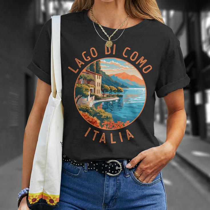 Lago Di Como Italia Distressed Circle Vintage Unisex T-Shirt Gifts for Her