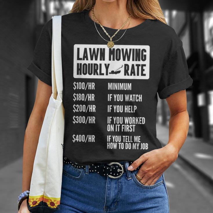 lawn-mower-hourly-rate-mowing-gardener-grass-yard-kids-men-unisex-t