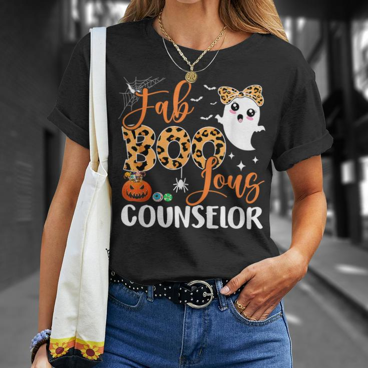 Leopard Fab Boo Lous Counselor School Ghost Halloween T-Shirt Gifts for Her