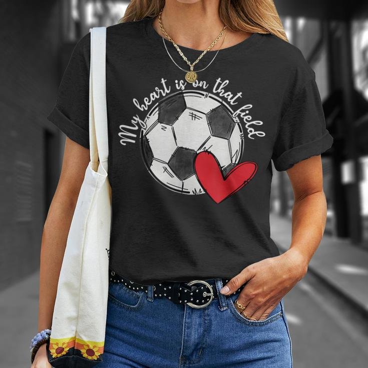 Leopard My Heart Is On That Field Soccer Game Day Vibes Unisex T-Shirt Gifts for Her