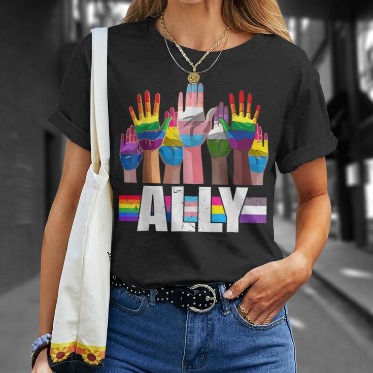 Lgbtq Ally For Gay Pride Month Transgender Flag Distressed Unisex T-Shirt Gifts for Her