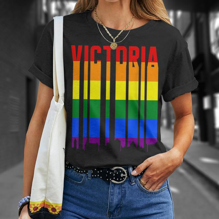 Lgbtq Vintage Pride Skyline Of Victoria Canada Victoria Unisex T-Shirt Gifts for Her