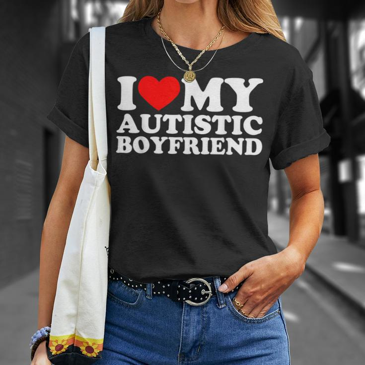 I Love My Autistic Boyfriend I Heart My Bf With Autism T-Shirt Gifts for Her
