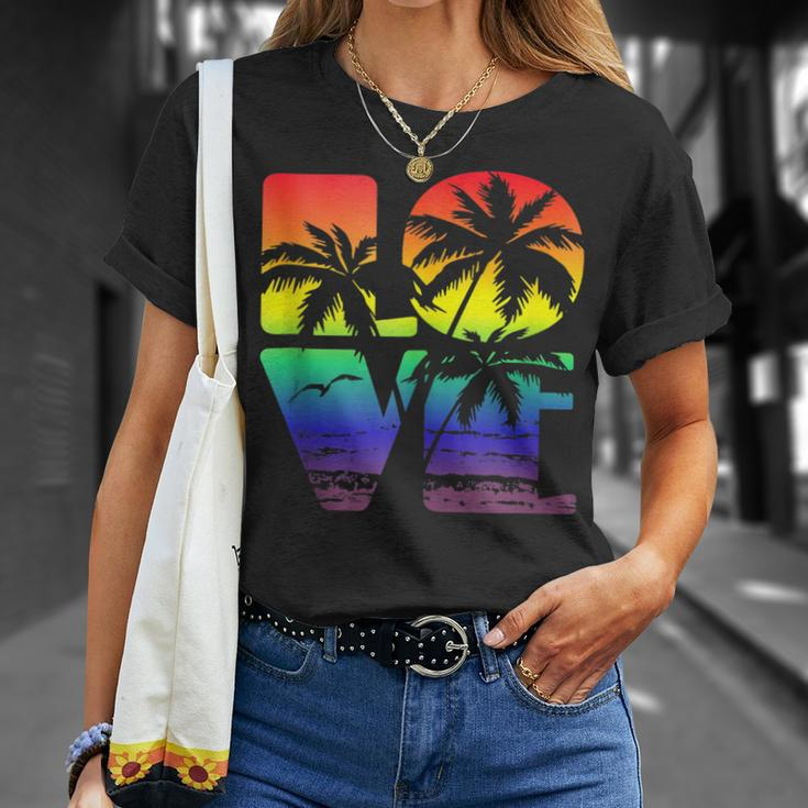 Love Is Love Gay Pride Lgbt Beach Unisex T-Shirt Gifts for Her