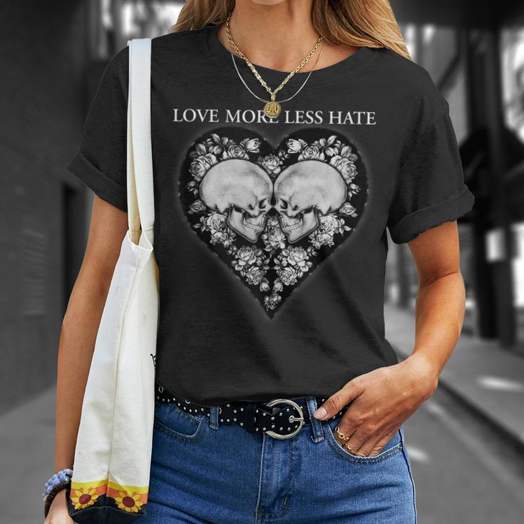 Love More Less Hate Skull Printed Cute Graphic T-shirt Gifts for Her