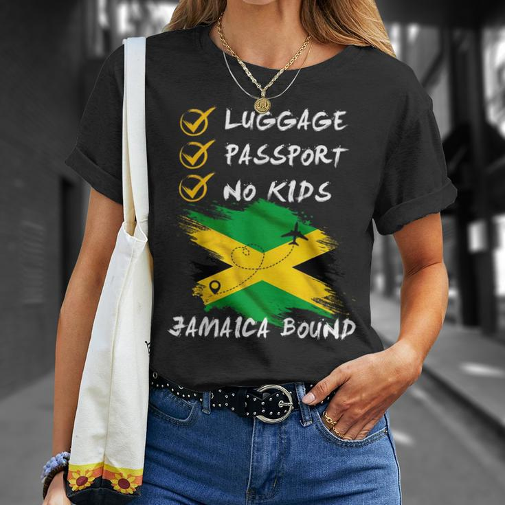 Luggage Passport No Kids Jamaica Travel Vacation Outfit Unisex T-Shirt Gifts for Her