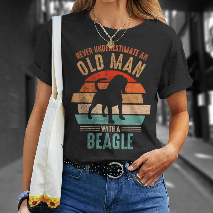 Mb Never Underestimate An Old Man With A Beagle T-Shirt Gifts for Her