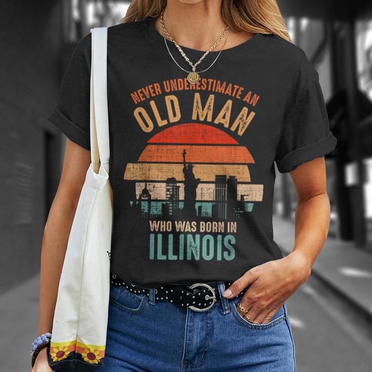 Mb Never Underestimate An Old Man Born In Indiana T-Shirt Gifts for Her