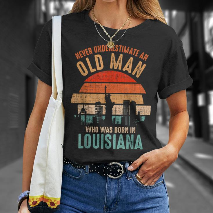 Mb Never Underestimate An Old Man Born In Louisiana T-Shirt Gifts for Her