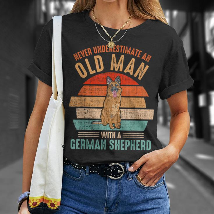 Mb Never Underestimate An Old Man With German Shepherd T-Shirt Gifts for Her