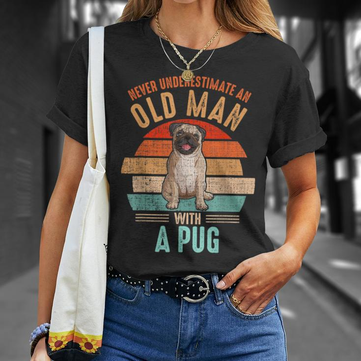 Mb Never Underestimate An Old Man With A Pug T-Shirt Gifts for Her