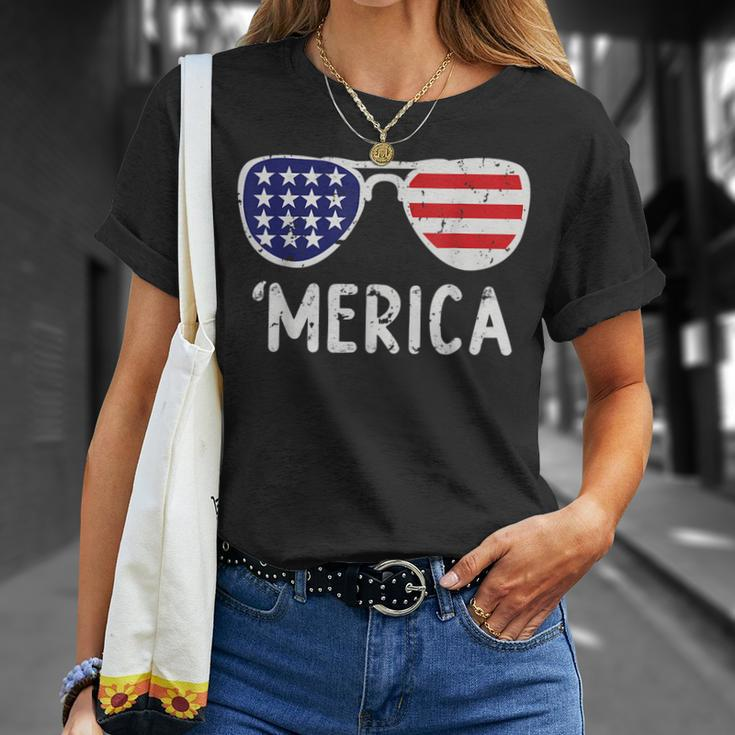 Merica American Flag Sunglasses Patriotic 4Th Of July Unisex T-Shirt Gifts for Her
