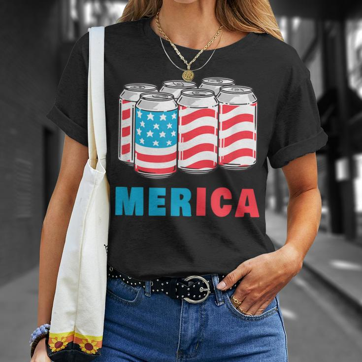 Merica Funny 4Th Of July Beer Patriotic Usa Flag American Unisex T-Shirt Gifts for Her