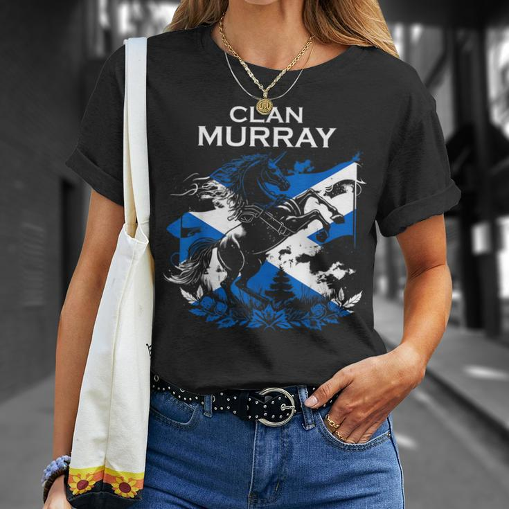 Murray Clan Family Last Name Scotland Scottish Funny Last Name Designs Funny Gifts Unisex T-Shirt Gifts for Her
