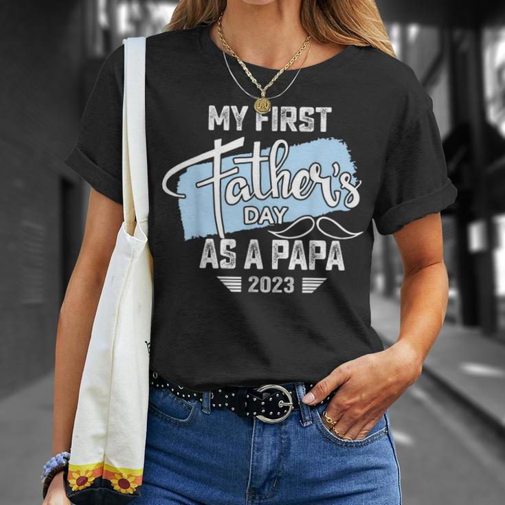 My First Fathers Day As A Papa 2023 Father Day Gifts Unisex T-Shirt Gifts for Her
