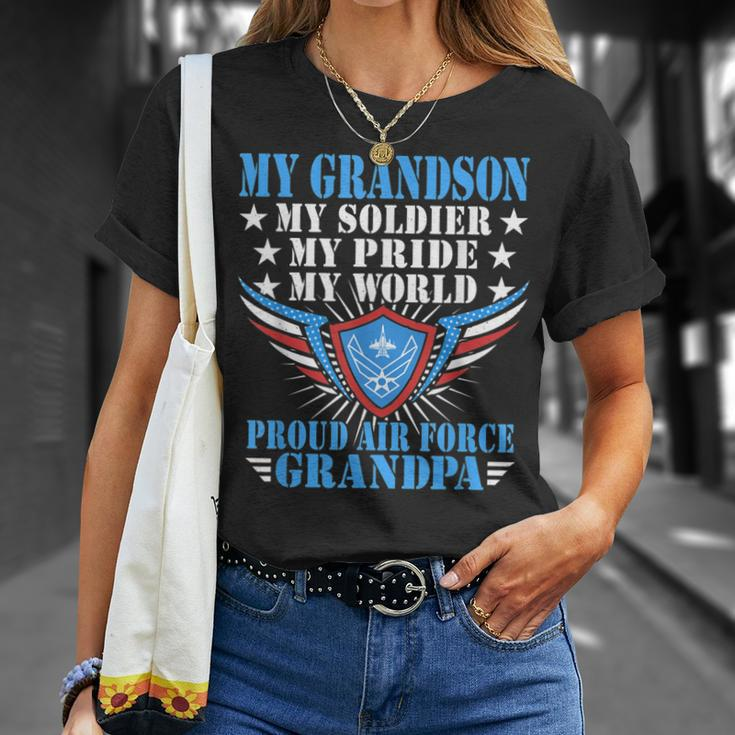 My Grandson Is A Soldier Airman Proud Air Force Grandpa Gift Gift For Mens Unisex T-Shirt Gifts for Her
