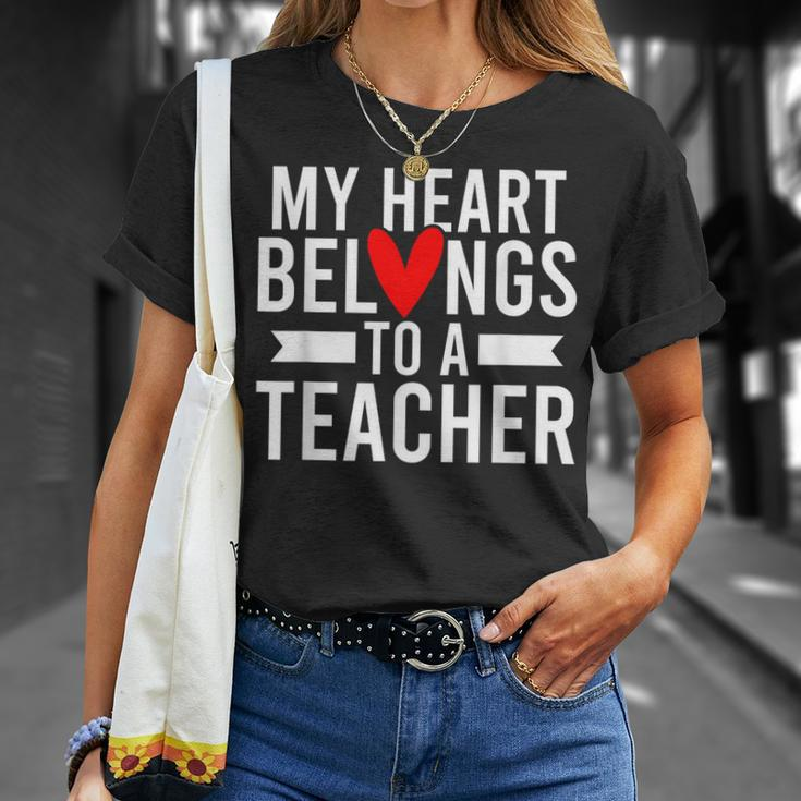 My Heart Teacher Husband Of A Teacher Teachers Husband Gift For Mens Gift For Women Unisex T-Shirt Gifts for Her
