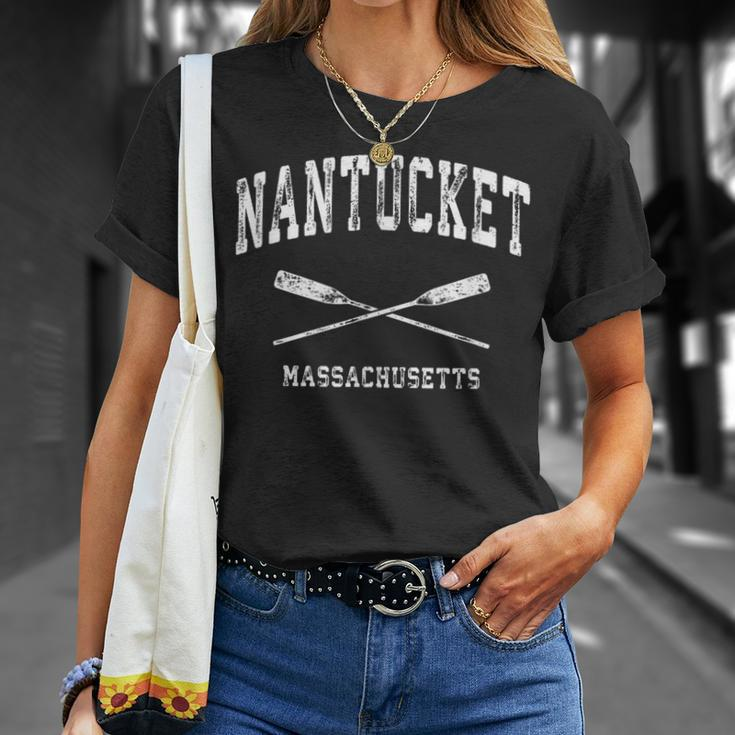 Nantucket Massachusetts Vintage Nautical Crossed Oars T-Shirt Gifts for Her