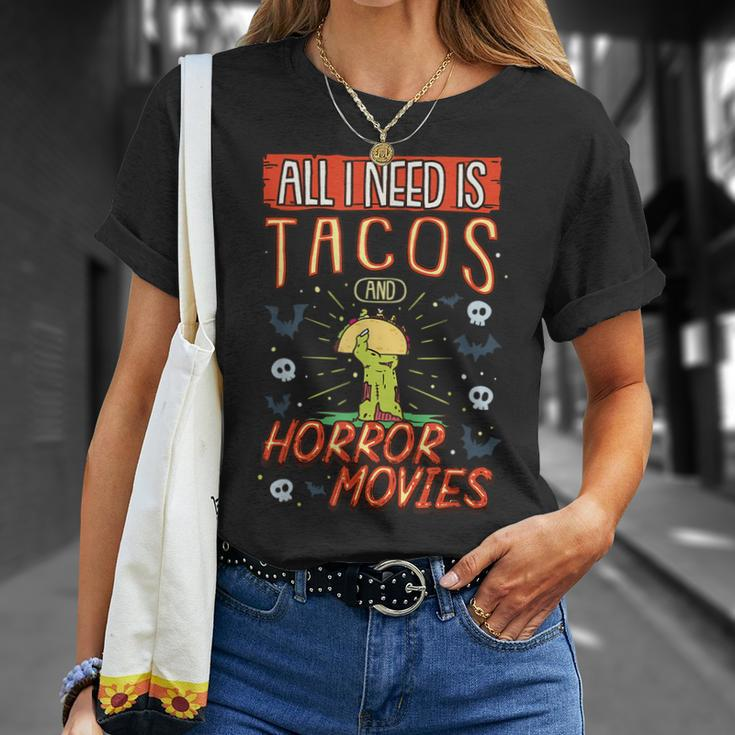 All I Need Is Tacos And Horror Movies Binge Watching Movies T-Shirt Gifts for Her