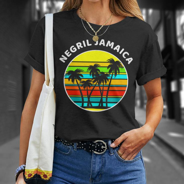 Negril Jamaica Palm Trees Silhouette Sunset Jamaica T-Shirt Gifts for Her