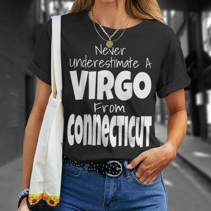 Never Underestimate A Virgo From Connecticut Zodiac Sign Unisex T-Shirt Gifts for Her