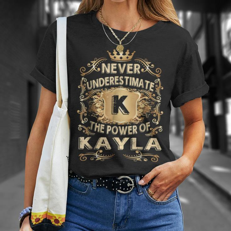 Never Underestimate Kayla Personalized Name Unisex T-Shirt Gifts for Her