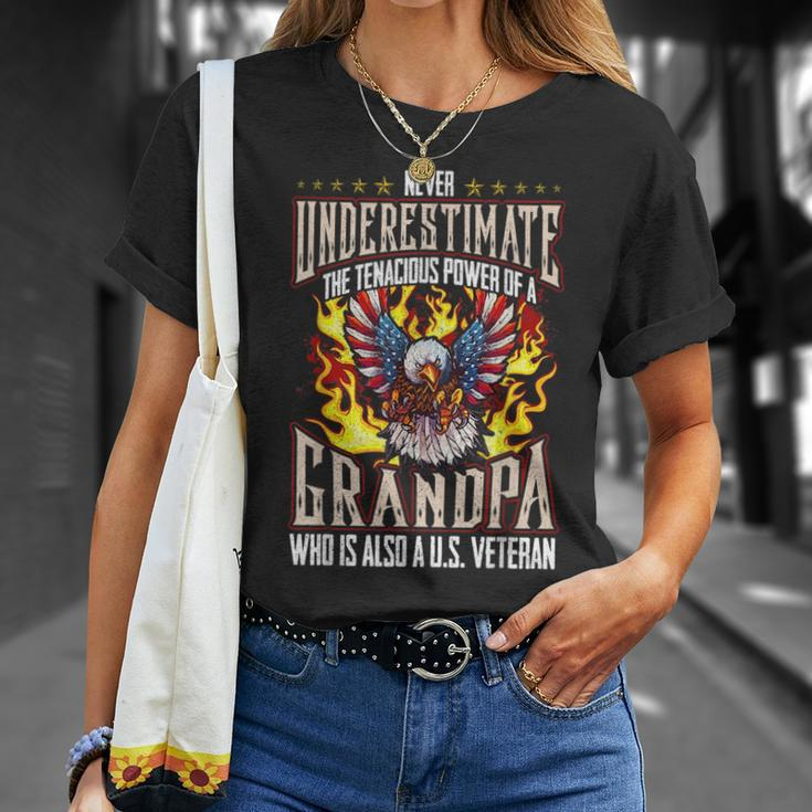 Never Underestimate The Power Of A Grandpa And Veteran Unisex T-Shirt Gifts for Her