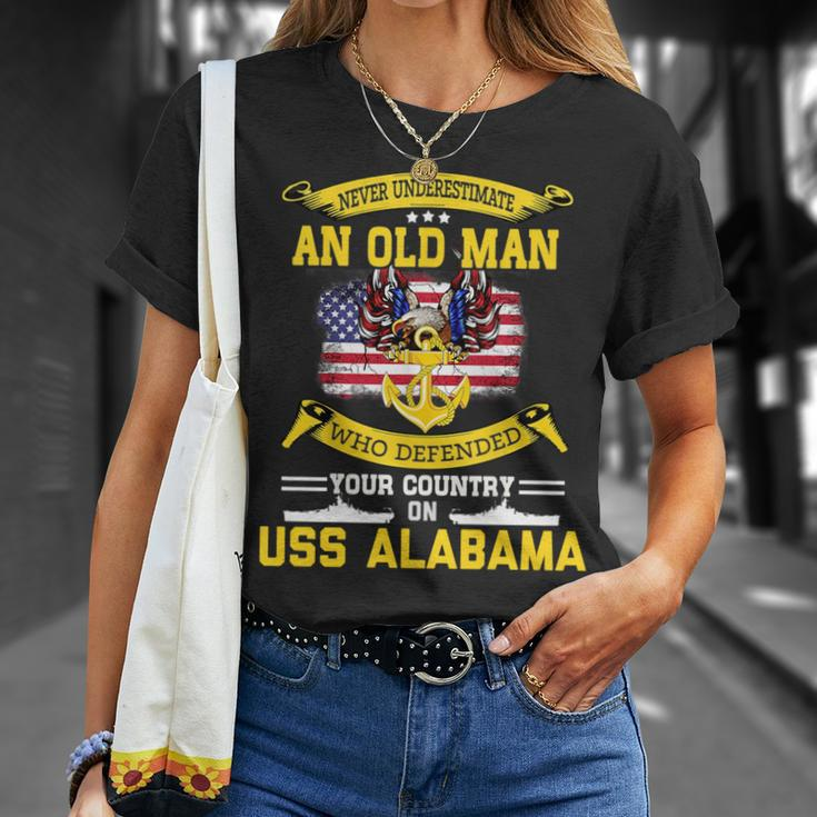 Never Underestimate Uss Alabama Bb60 Battleship Unisex T-Shirt Gifts for Her